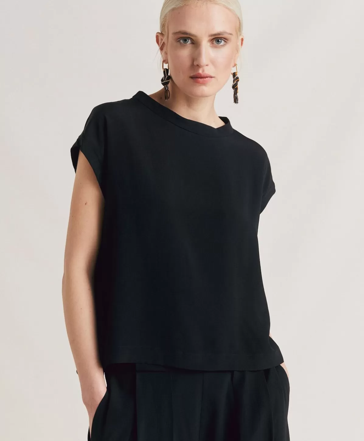 Bluse E Camicie-Momonì Blusa Curacao In Acetato Seta - Nero