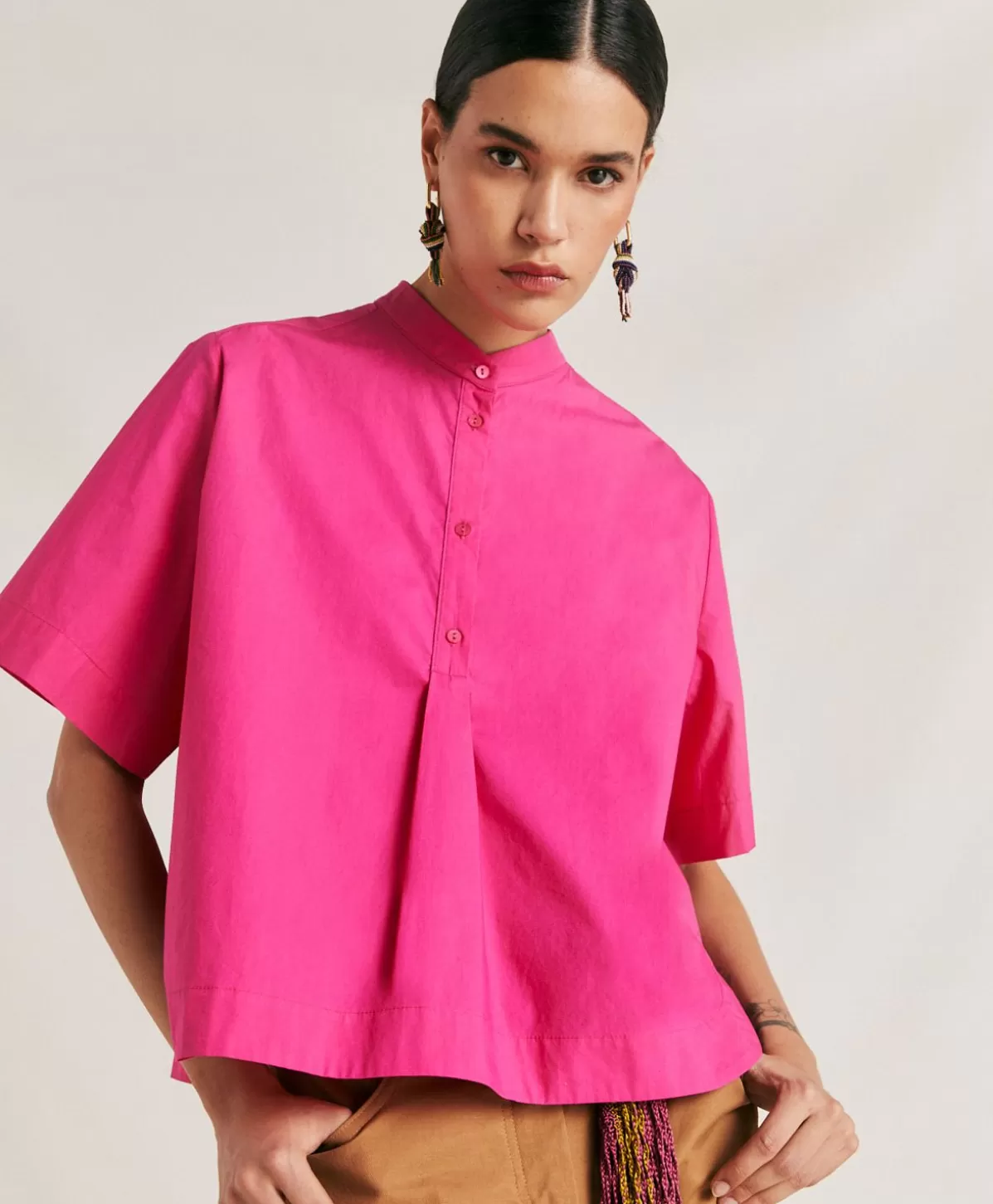 Bluse E Camicie-Momonì Blusa Mialli In Popeline - Fucsia