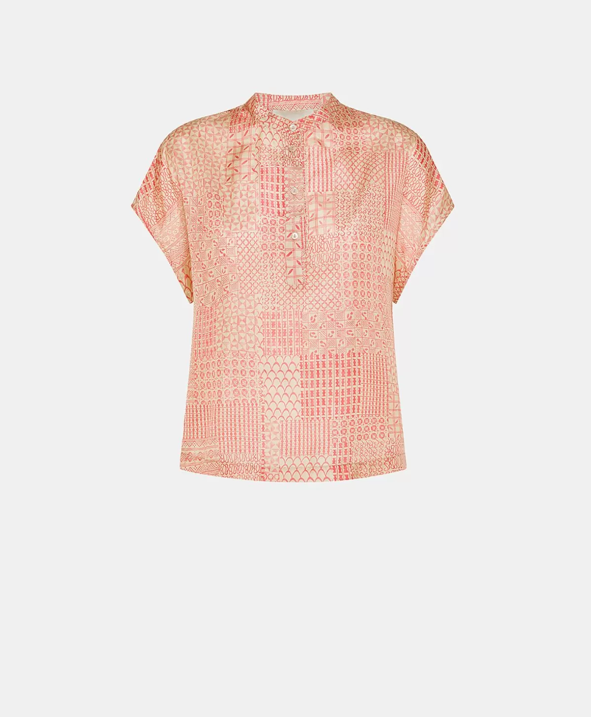 Bluse E Camicie-Momonì Blusa Paso In Haboutai Di Seta - Panna/Corallo