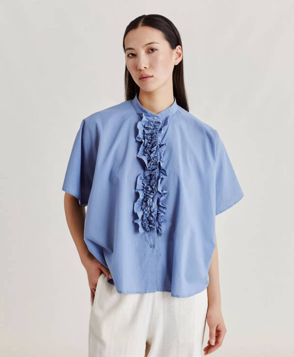 Bluse E Camicie-Momonì Camica Berenice Con Voile Di Cotone - Polveroso