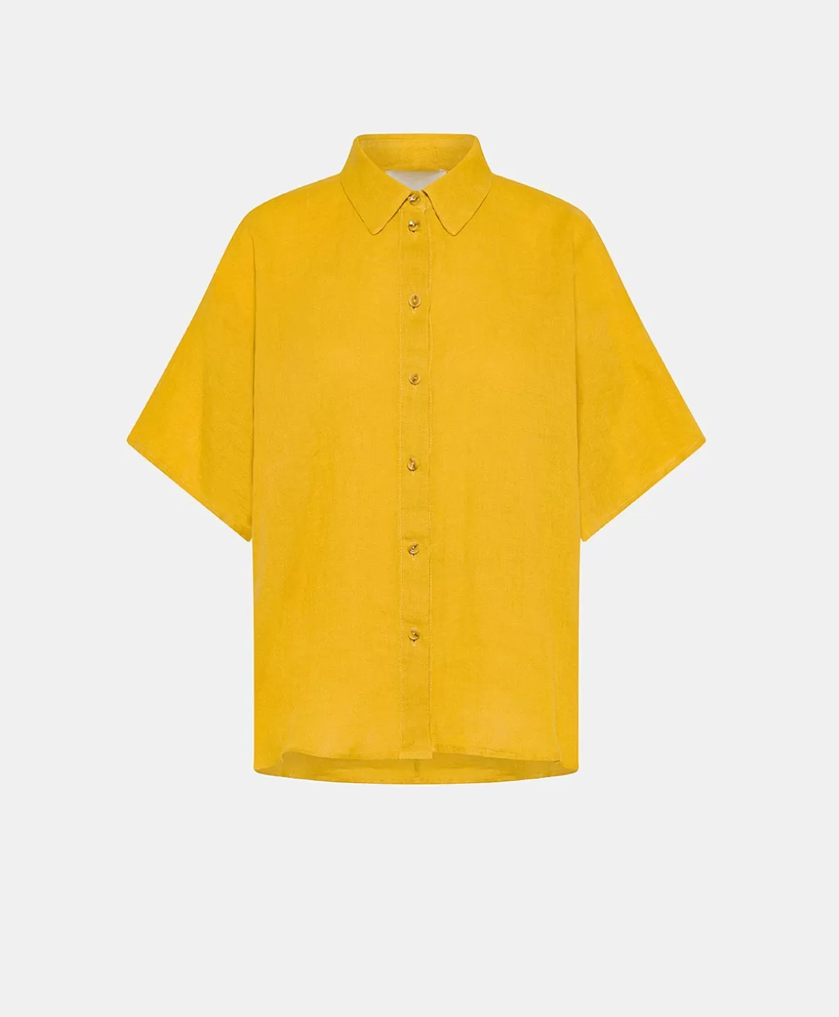 Bluse E Camicie-Momonì Camica Elafonissi In Lino - Giallo Sole