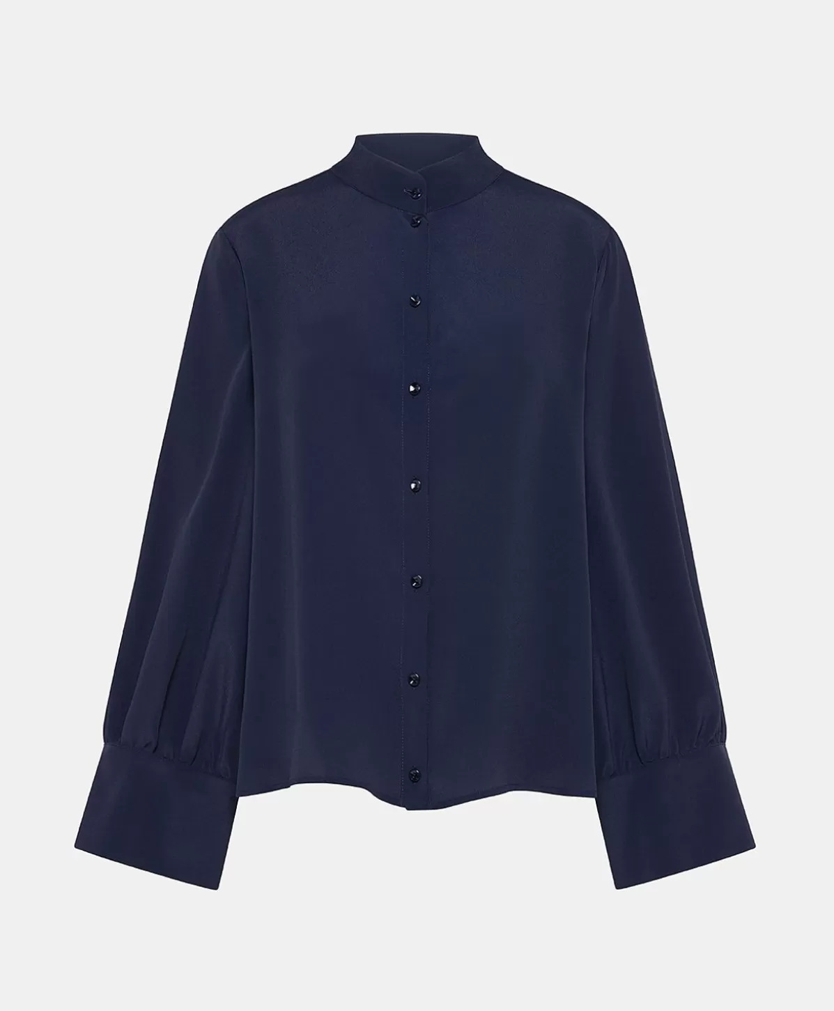 Bluse E Camicie-Momonì Camicia Franklin In Acetato Seta - Blu Notte