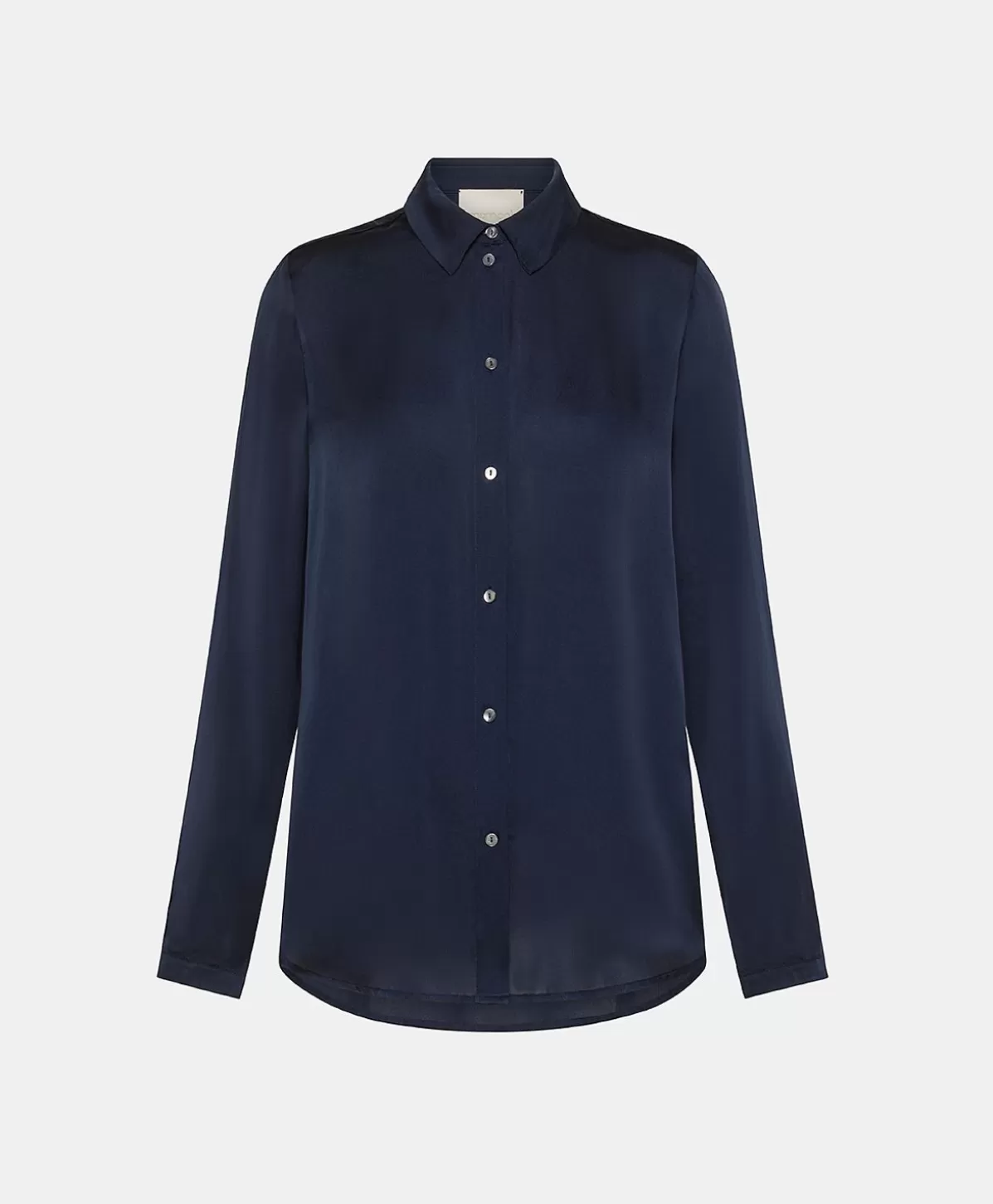 Bluse E Camicie-Momonì Camicia Meudon In Seta Unita - Blu Notte