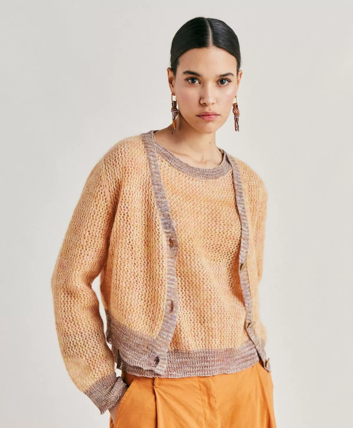 Maglieria-Momonì Cardigan Dream In Soft Mohair - Arancio