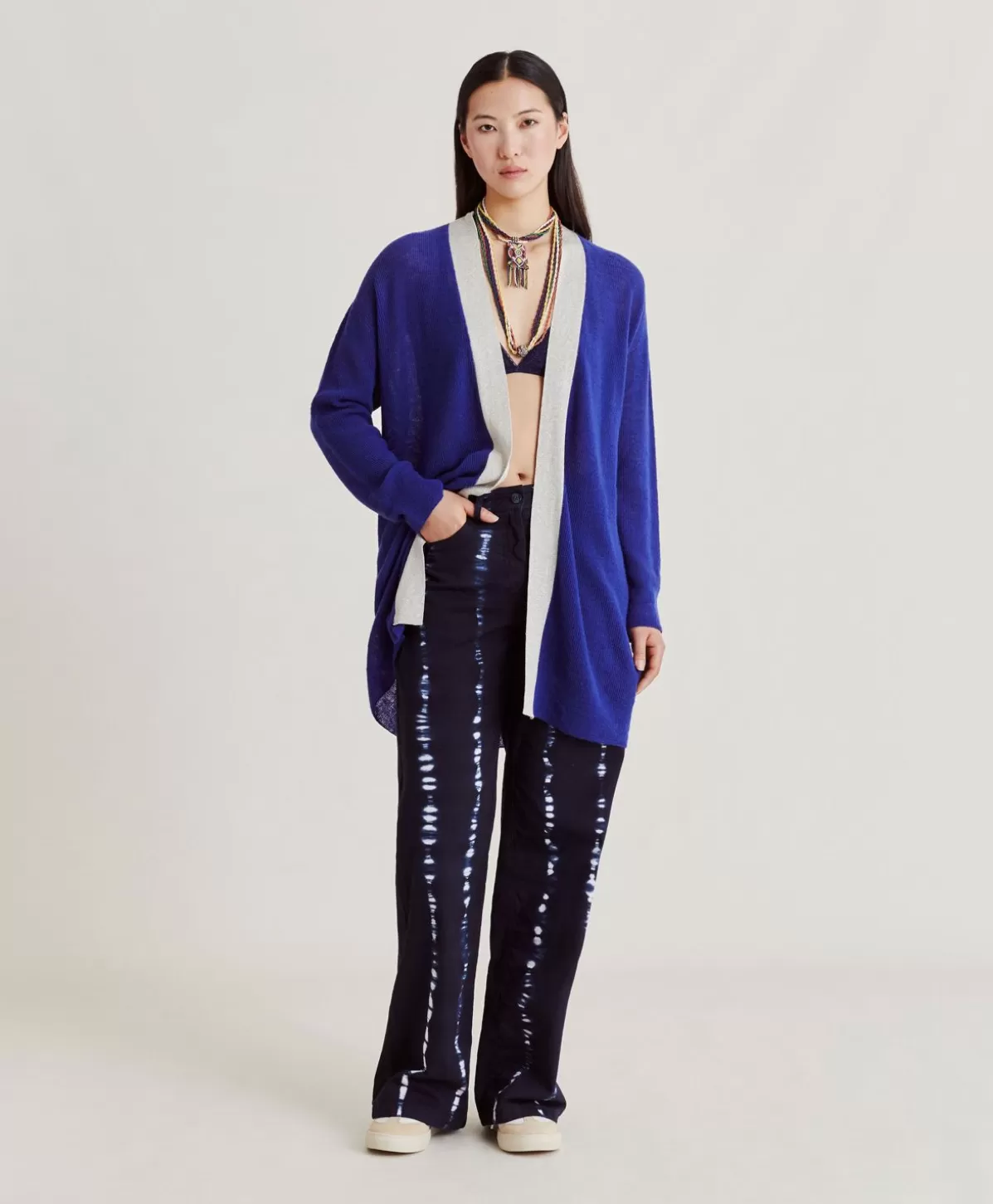 Maglieria-Momonì Cardigan Flossy Perlata Dettagli Lurex - Bluette