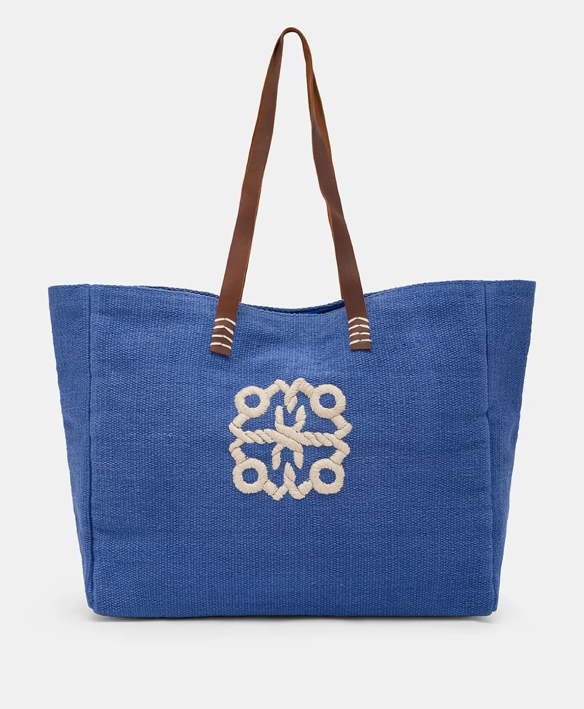 Borse E Pochette-Momonì Tote Bag Paraguan In Canvas Con Ricamo - Bluette