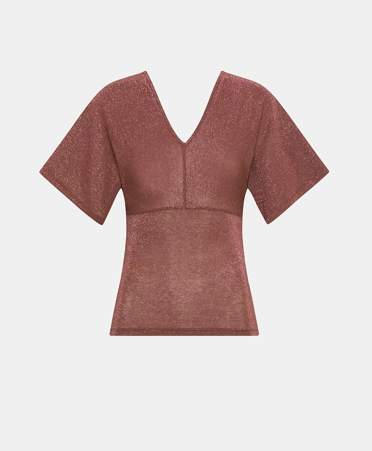 T-Shirts E Top-Momonì Tshirt Milly In Jersey Lurex - Terracotta