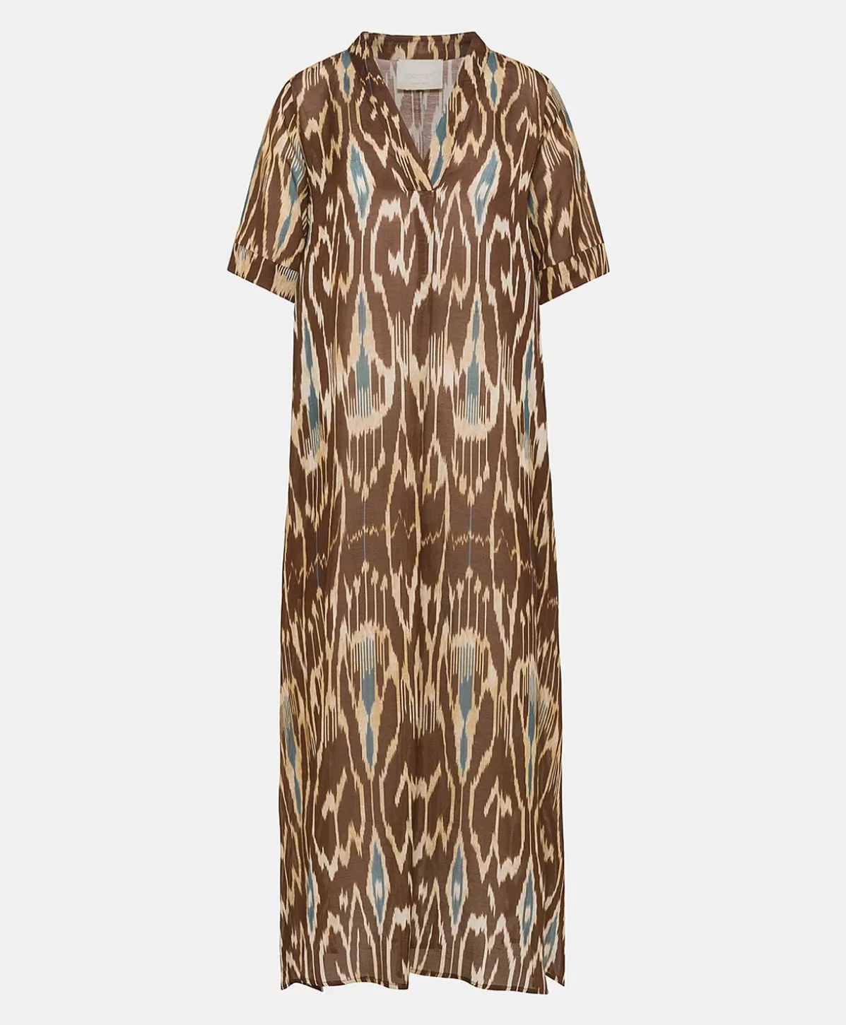 Vestiti-Momonì Vestito Altamura In Viscosa Lino - Cacao Multicolor